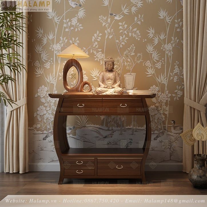 Bàn console đặt tượng Phật phong cách Việt