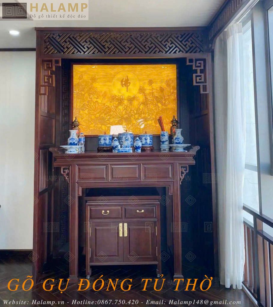 Hình ảnh thi công mẫu bàn thờ gia tiên BTV001