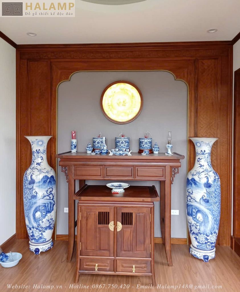 Hình ảnh thi công phòng thờ indochine