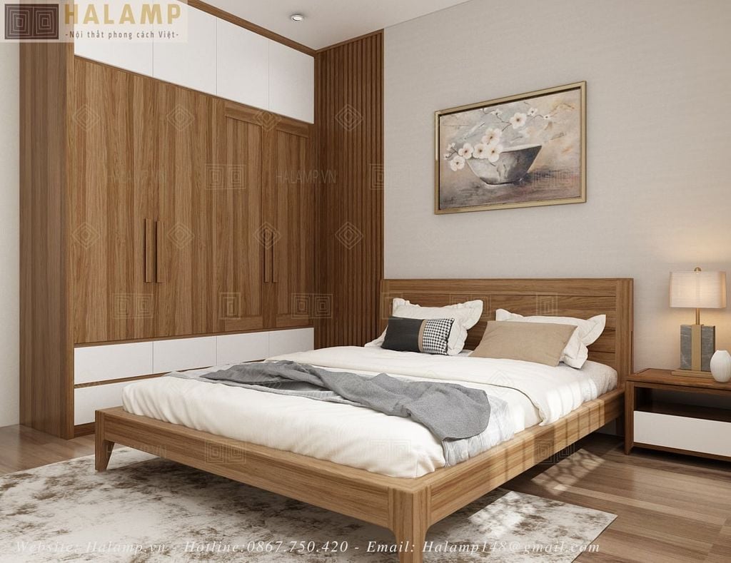 Thiết kế phòng ngủ gỗ Sồi