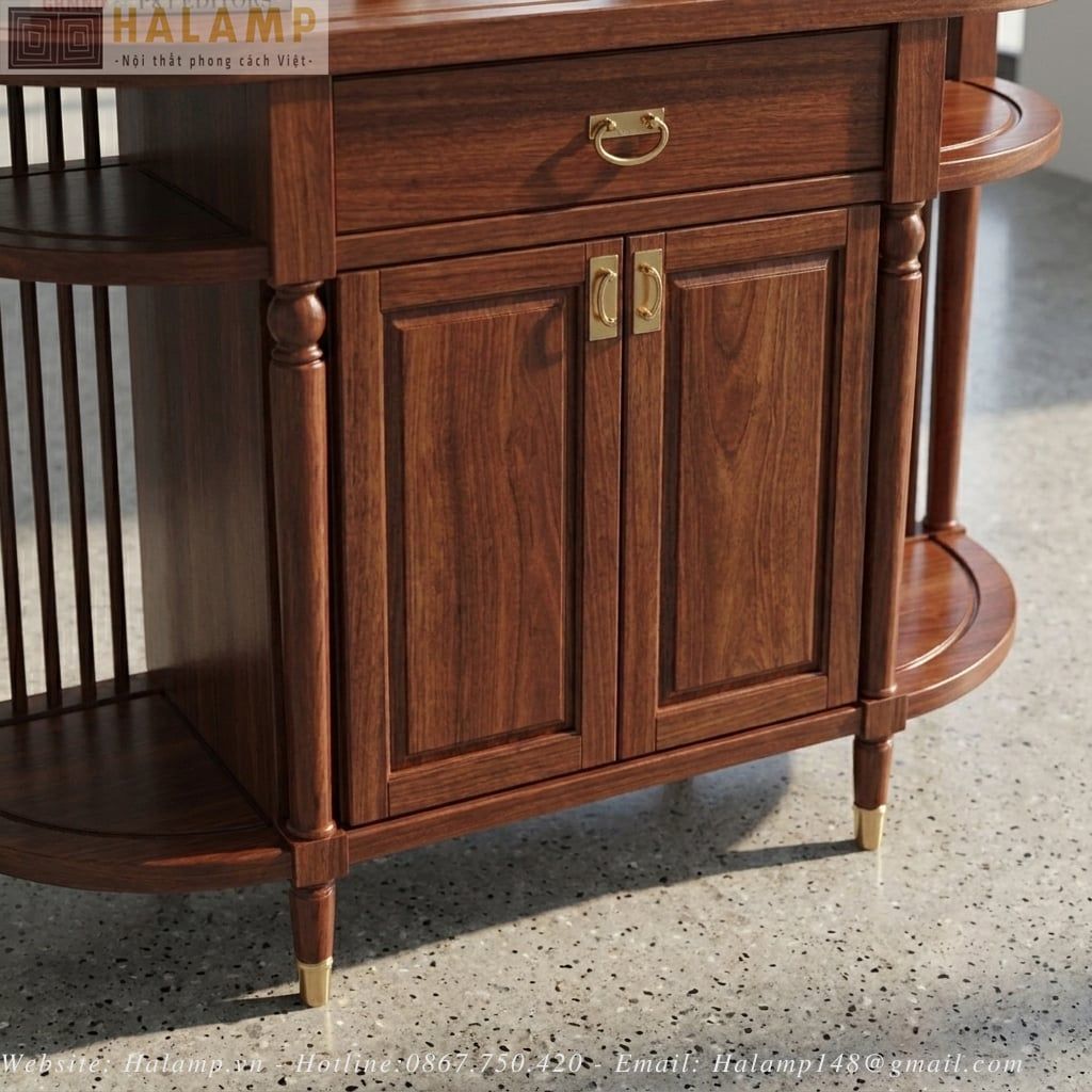 chi tiết bàn console bán nguyệt