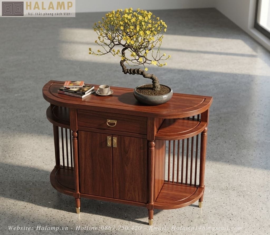 tủ console bán nguyệt