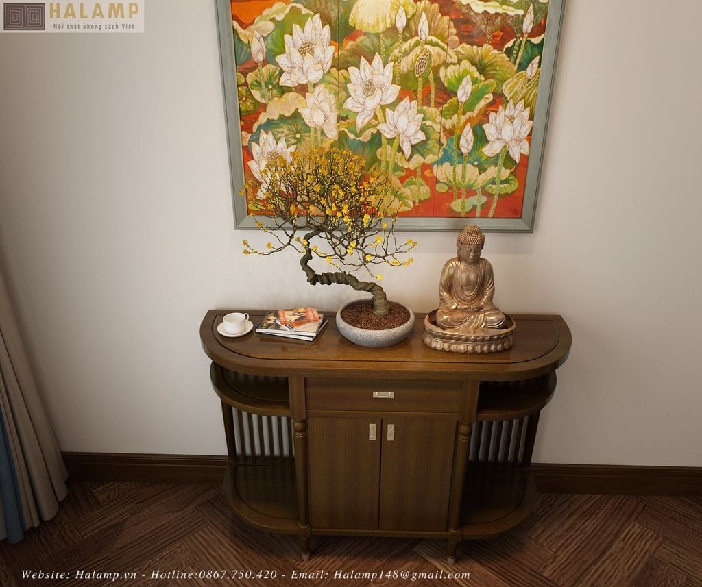 tủ console bán nguyệt