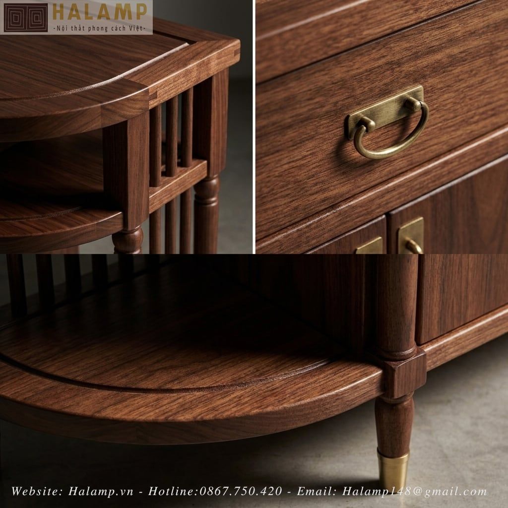 chi tiết bàn console bán nguyệt