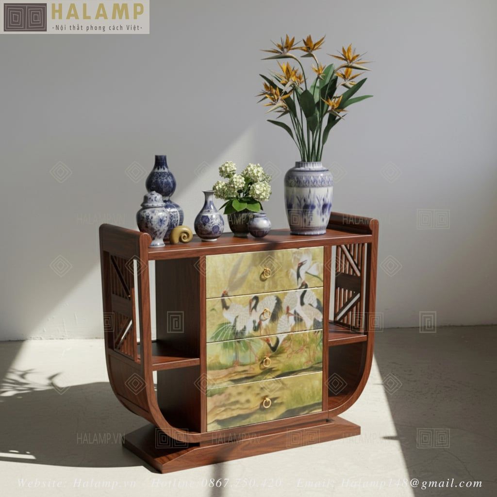 Bàn console kết hợp tranh sơn mài