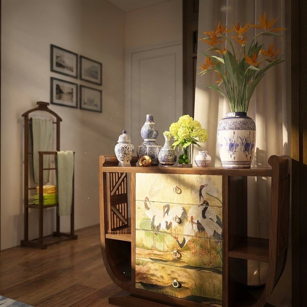 Chi tiết bàn console phong cách Việt
