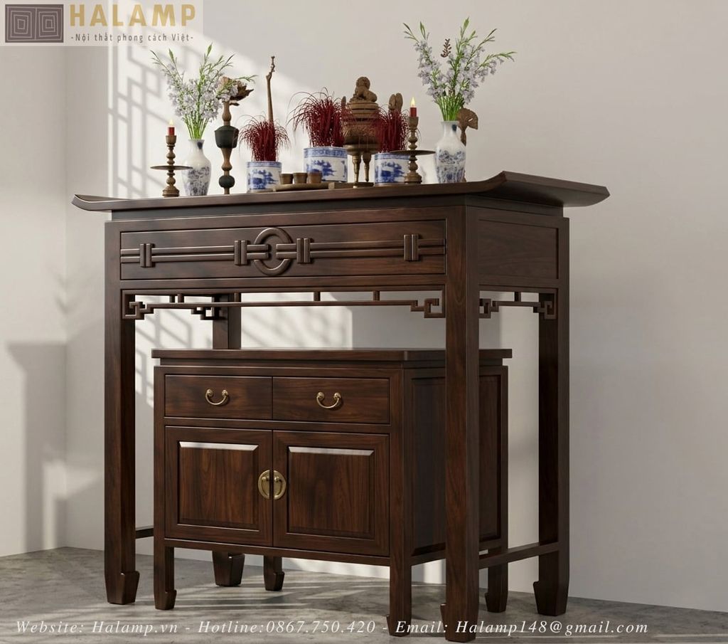 Mẫu bàn thờ gia tiên gỗ Gụ đẹp
