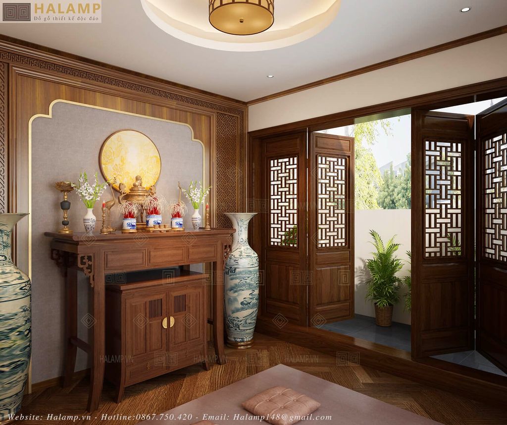 Thiết kế bàn thờ phù hợp với nội thất indochine
