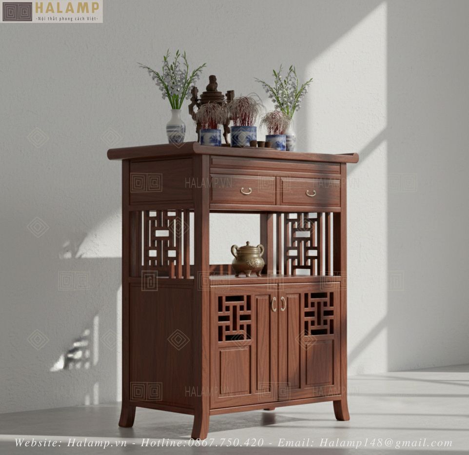 Mẫu tủ thờ dành cho chung cư Halamp 1070mm