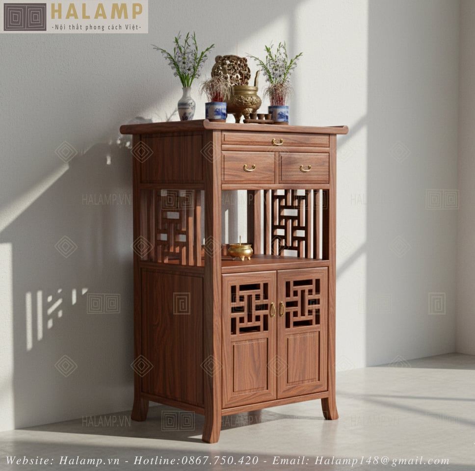 Mẫu tủ thờ dành cho chung cư Halamp 890mm