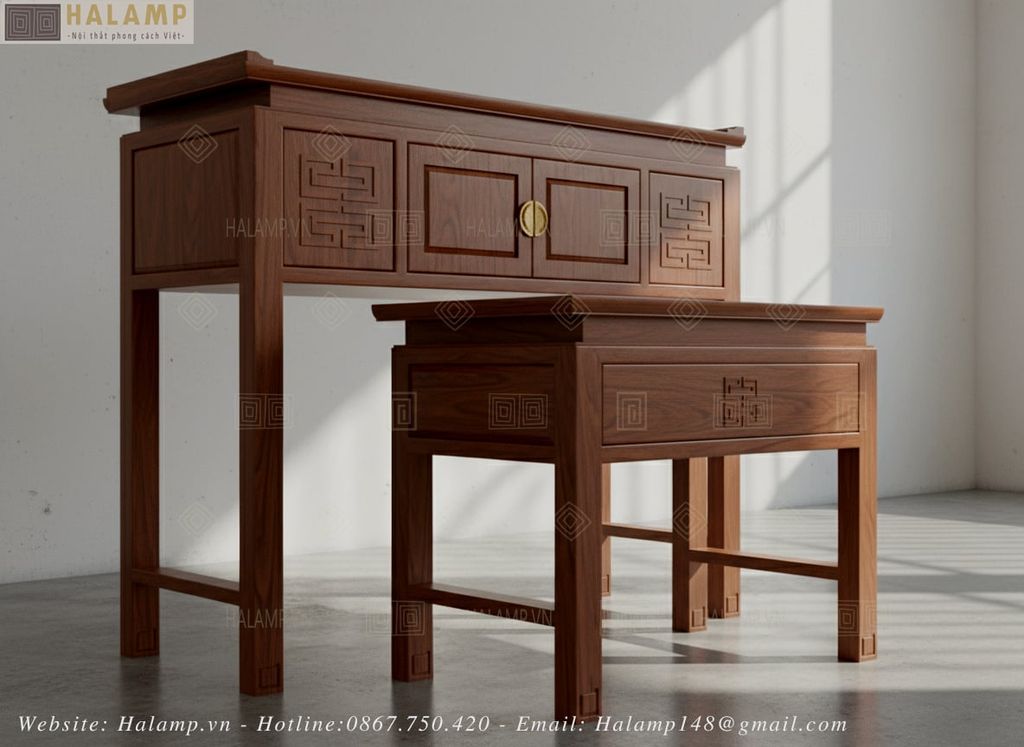 Bàn thờ gỗ Việt đơn giản hiện đại BTV008