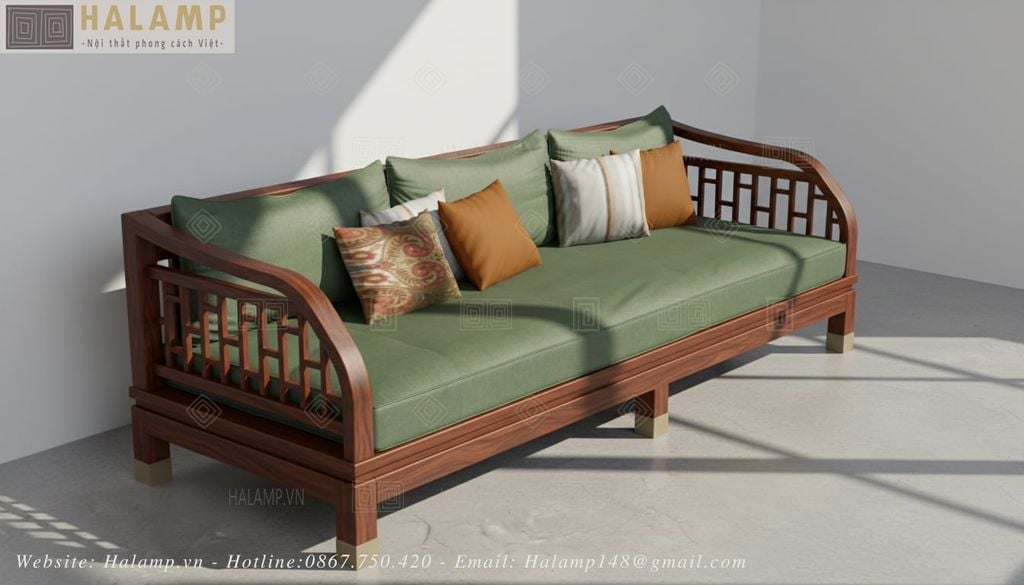 Sofa gỗ Việt văng dài