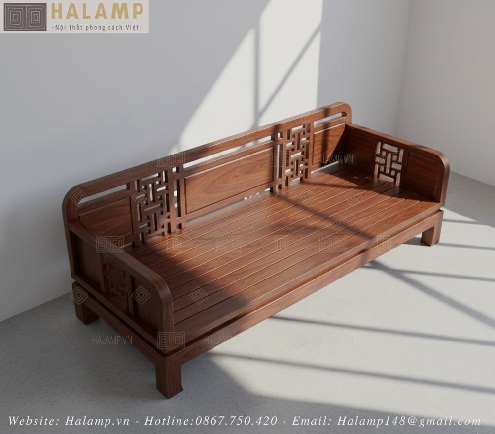 Sofa văng ghế dài gỗ gụ đánh vecni