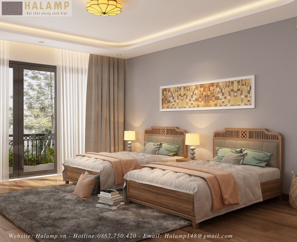 bộ giường ngủ 2 giường đơn