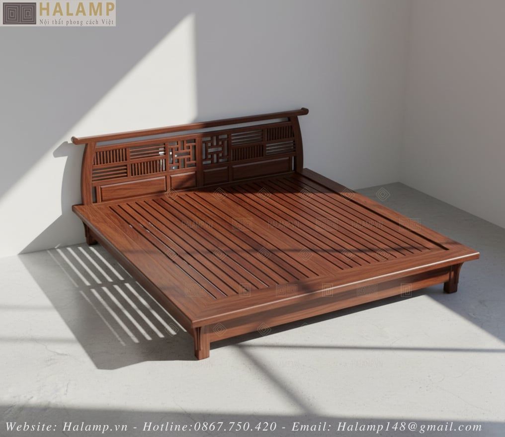 giường gỗ Gụ vai phản phòng ngủ master