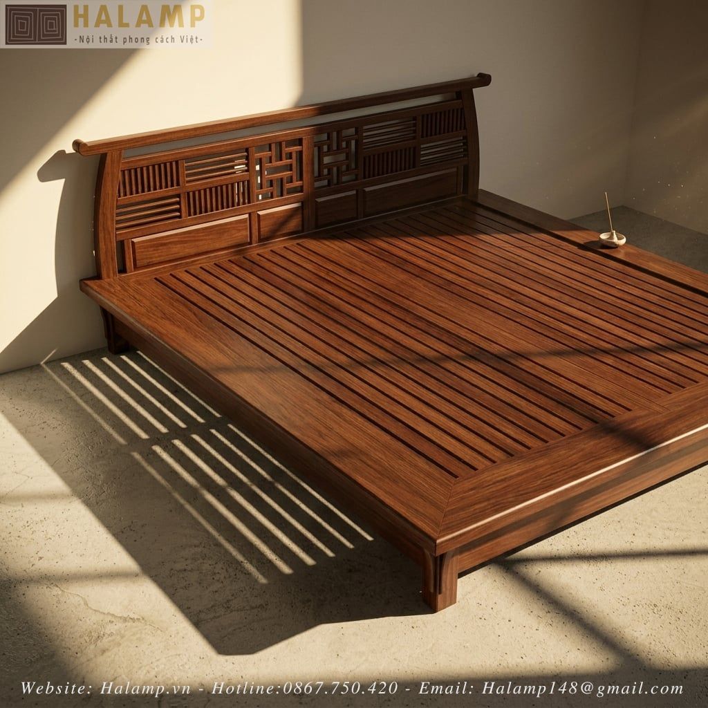 Chi tiết giường gỗ Gụ vai phản
