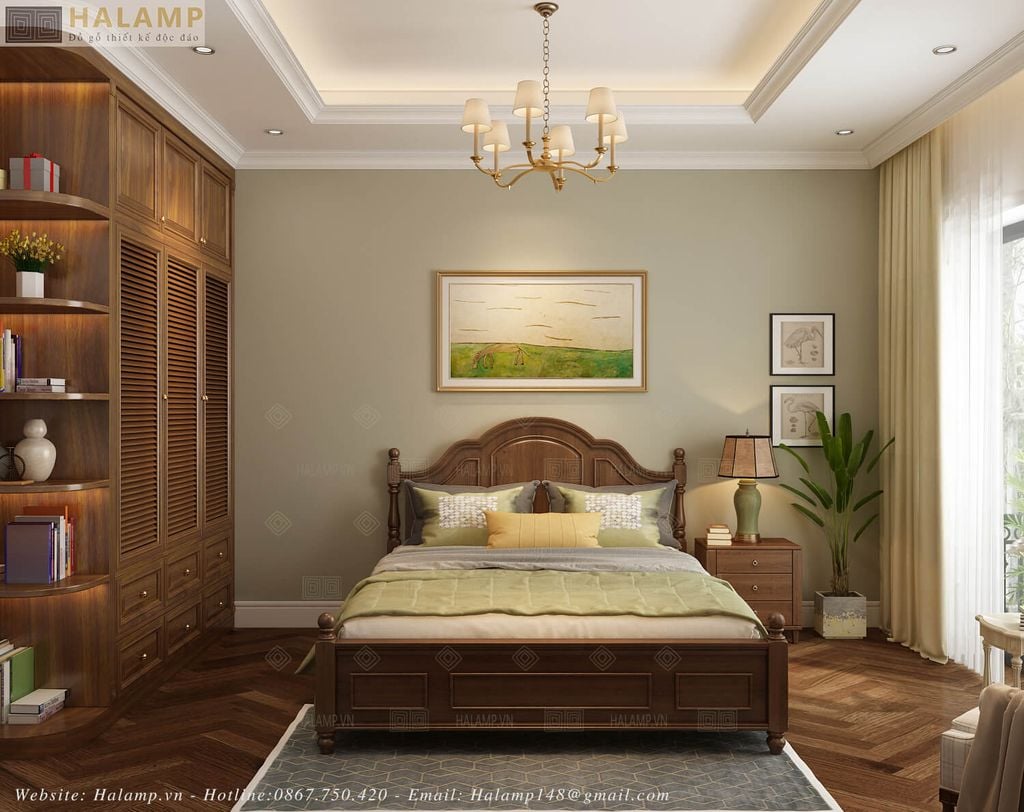 Giường ngủ trong thiết kế indochine