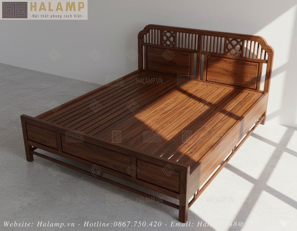 Mẫu giường 1,6x2m gỗ tự nhiên gỗ Việt