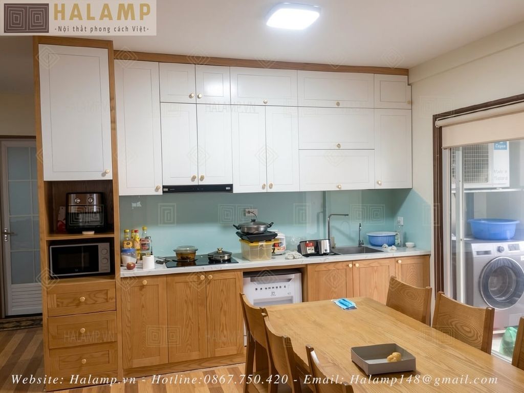 Hình ảnh tủ bếp gỗ Sồi