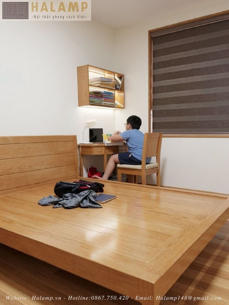Hình ảnh giường ngủ gỗ Sồi