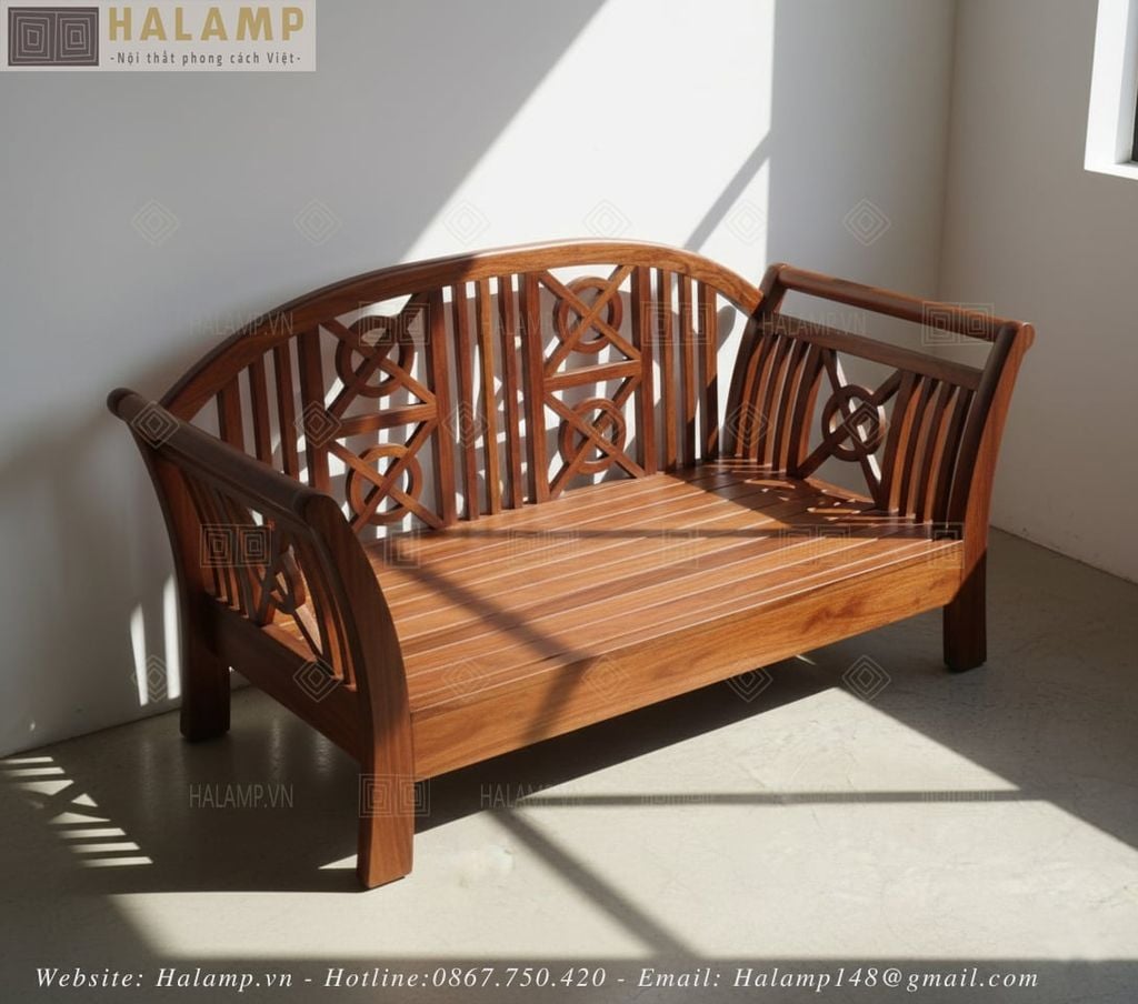 Sofa ghế đôi gỗ tự nhiên đẹp