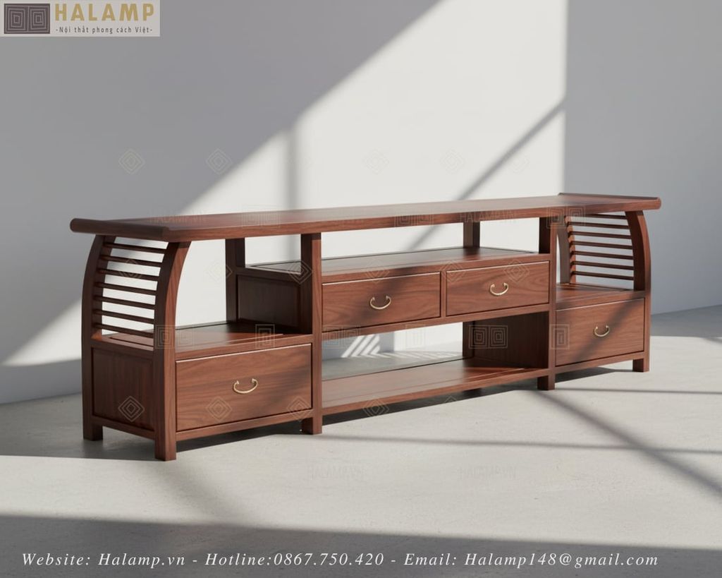 Kệ ti vi phong cách Việt truyền thống đẹp