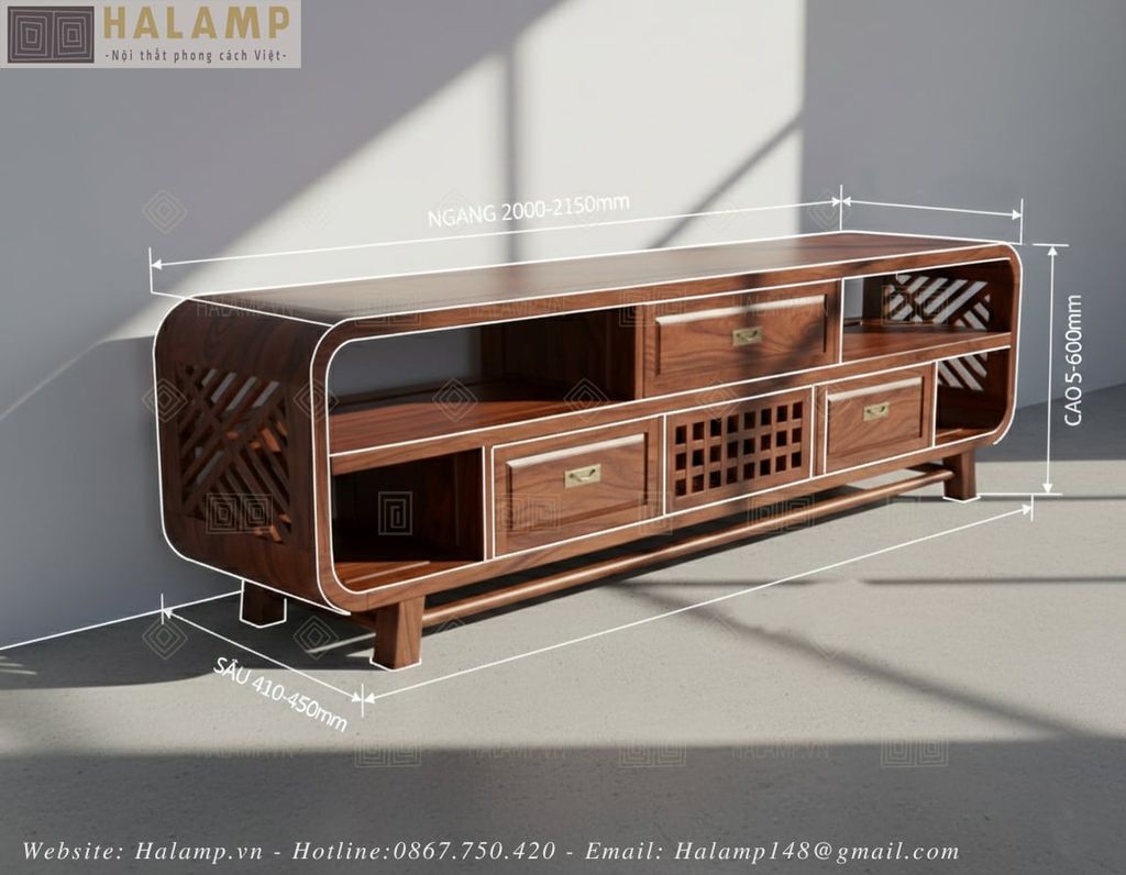 Kích thước kệ ti vi gỗ Việt KTV002