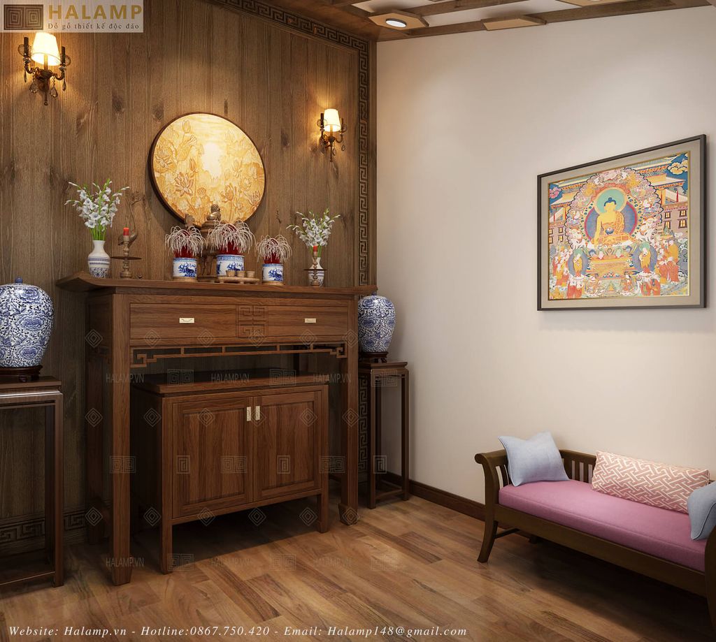 Bàn thờ 1m53 đặt trong không gian bàn thờ