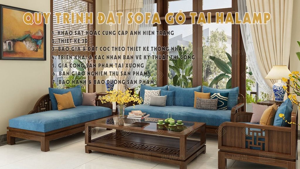 Quy trình đặt đóng sofa gỗ tại Halamp