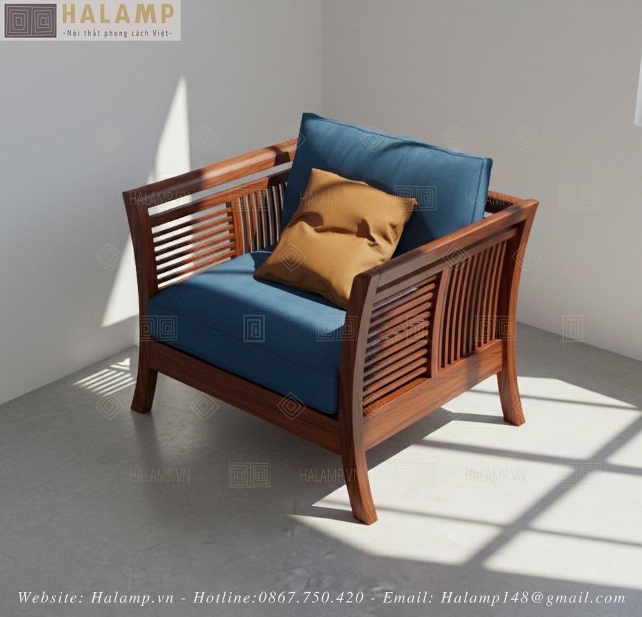 Mẫu sofa gỗ tự nhiên thanh mảnh nhẹ nhàng