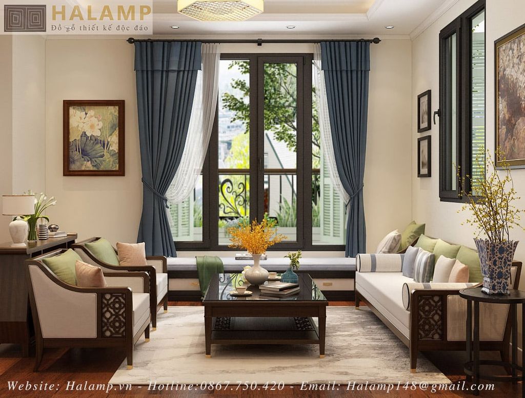 Sofa phong cách indochine trong thiết kế phòng khách