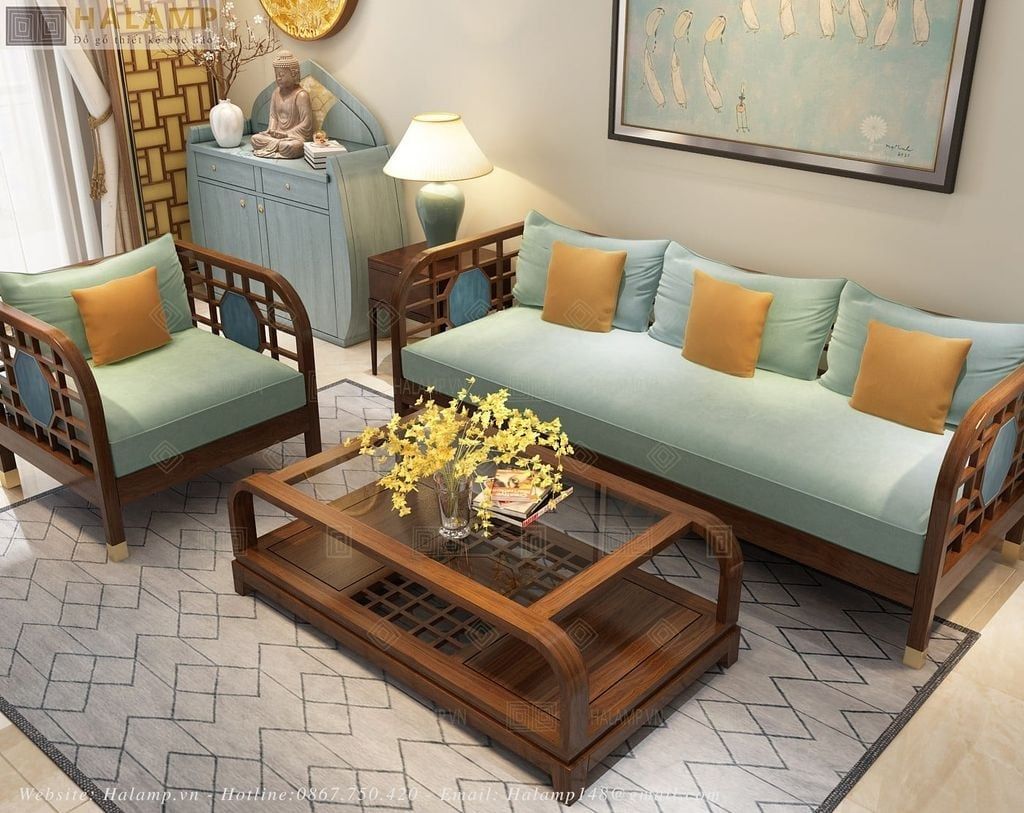 sofa phong cách Indochine, một dòng nội thất đặc trưng bởi sự giao thoa giữa vẻ đẹp lãng mạn Pháp và bản sắc văn hóa Á Đông.