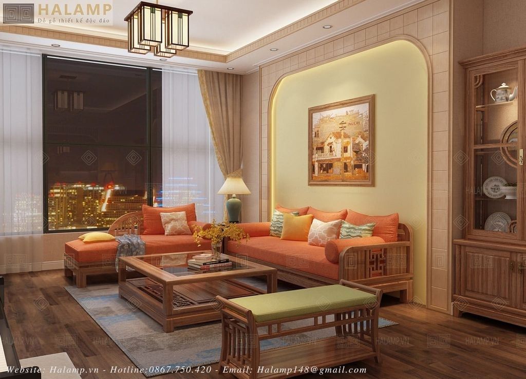sofa phong cách Indochine, một dòng nội thất đặc trưng bởi sự giao thoa giữa vẻ đẹp lãng mạn Pháp và bản sắc văn hóa Á Đông.