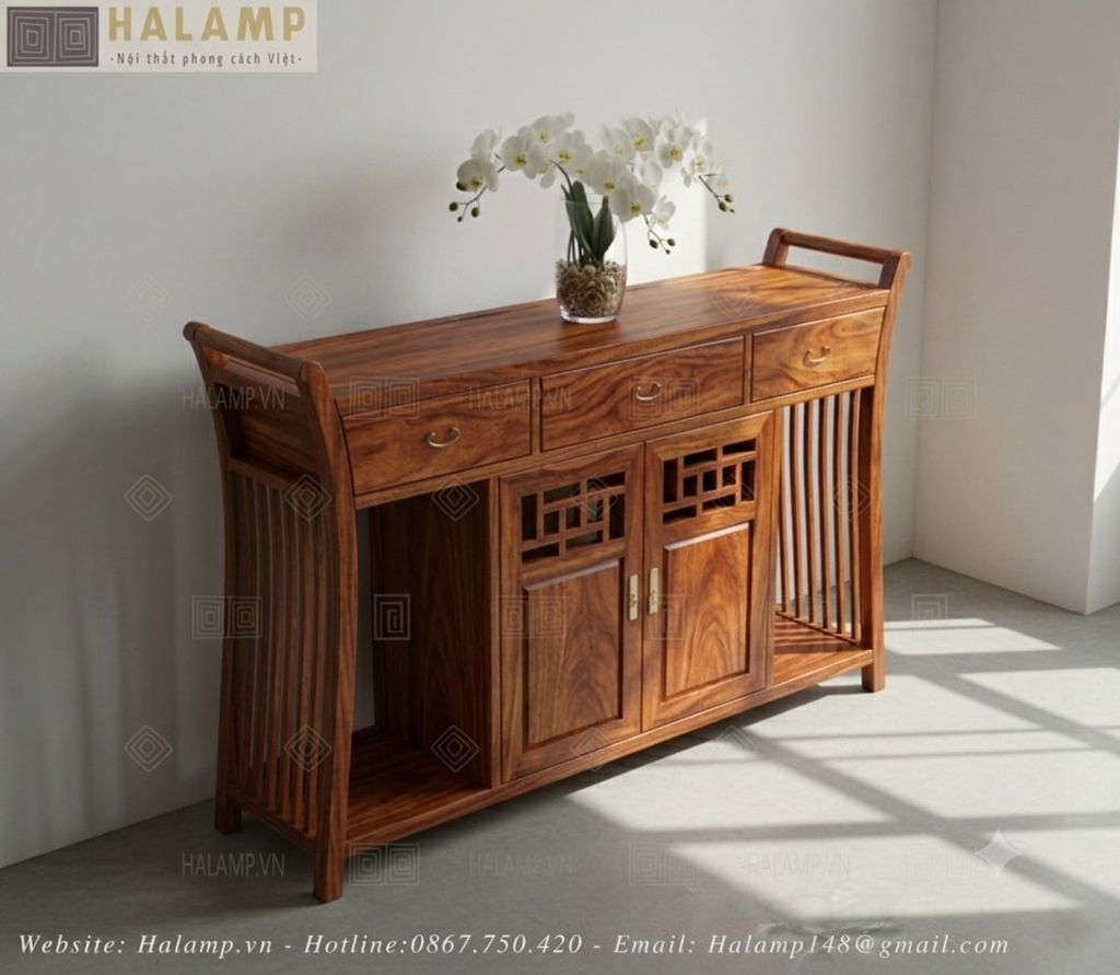 Tủ console chất liệu gỗ gõ