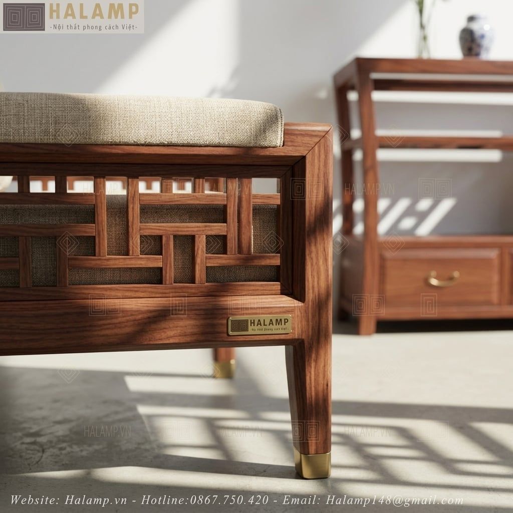 Tủ Console Gỗ Tự Nhiên Mặt Kính Họa Tiết Á Đông