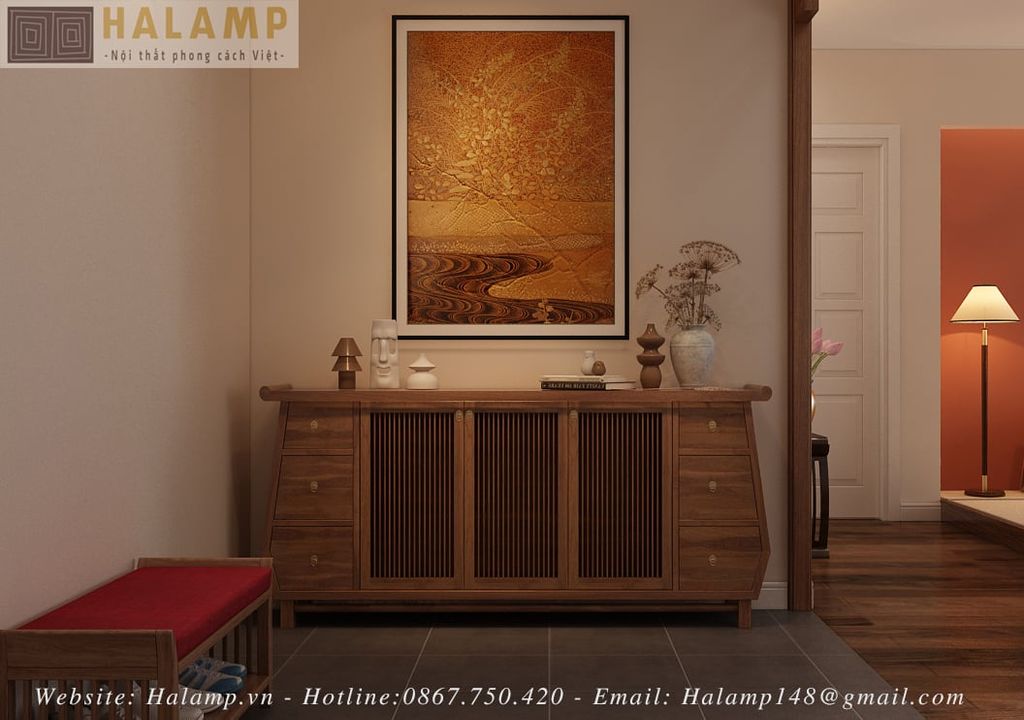 console gỗ phong cách Việt đương đại