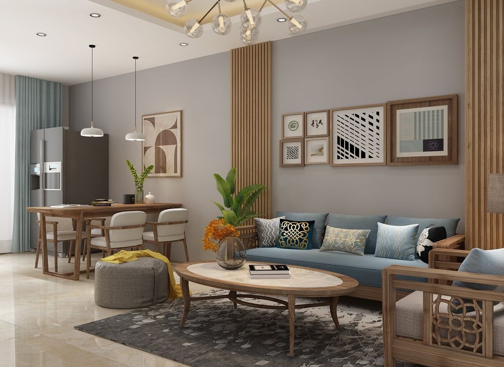 thiết kế phòng khách bếp tầng 2