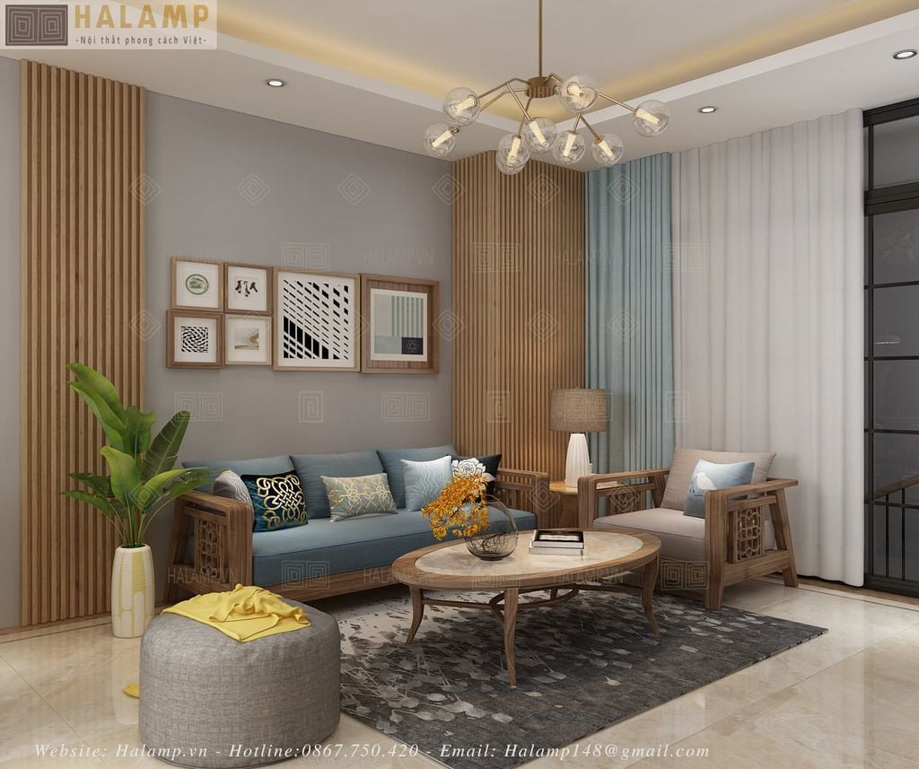 Bộ sofa gỗ Việt hiện đại