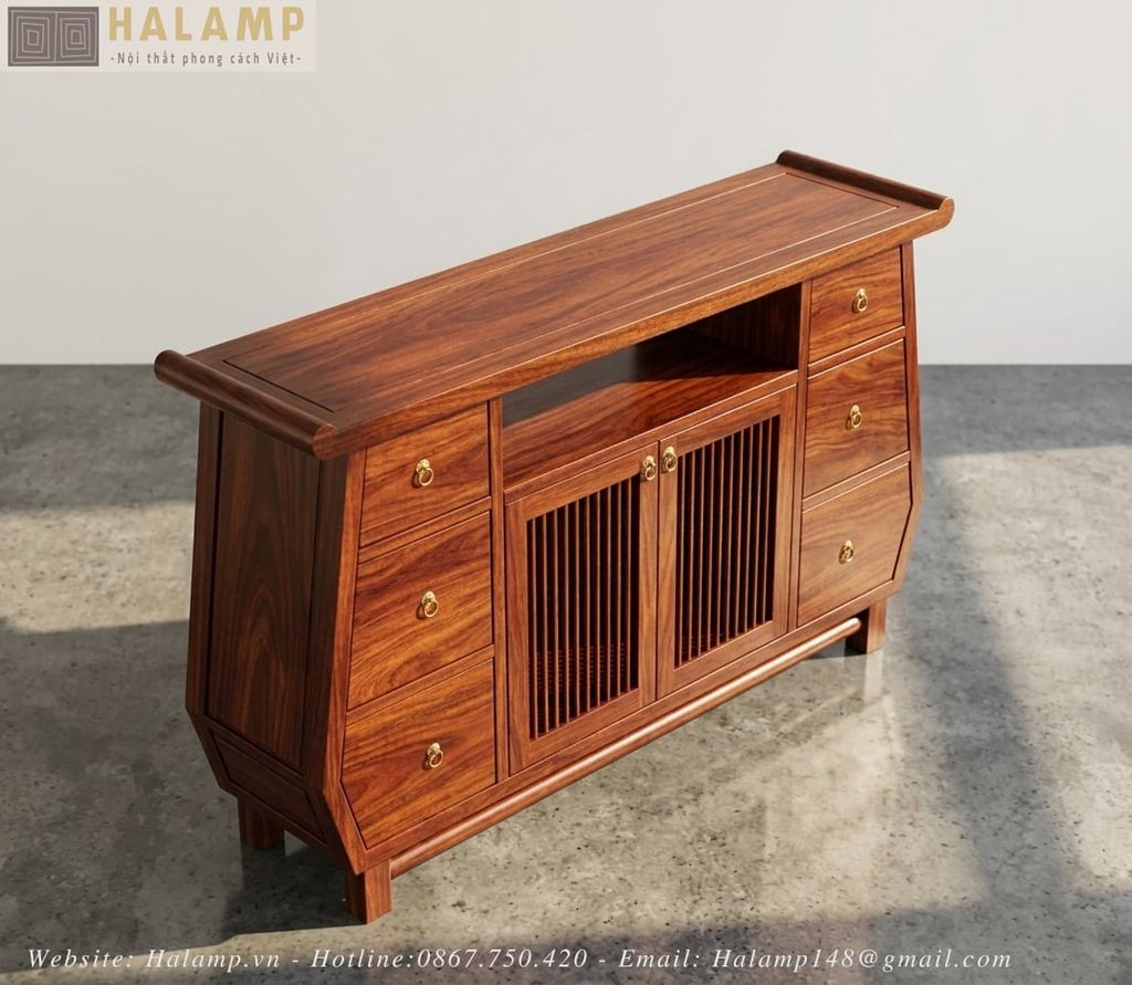 console gỗ phong cách Việt đương đại