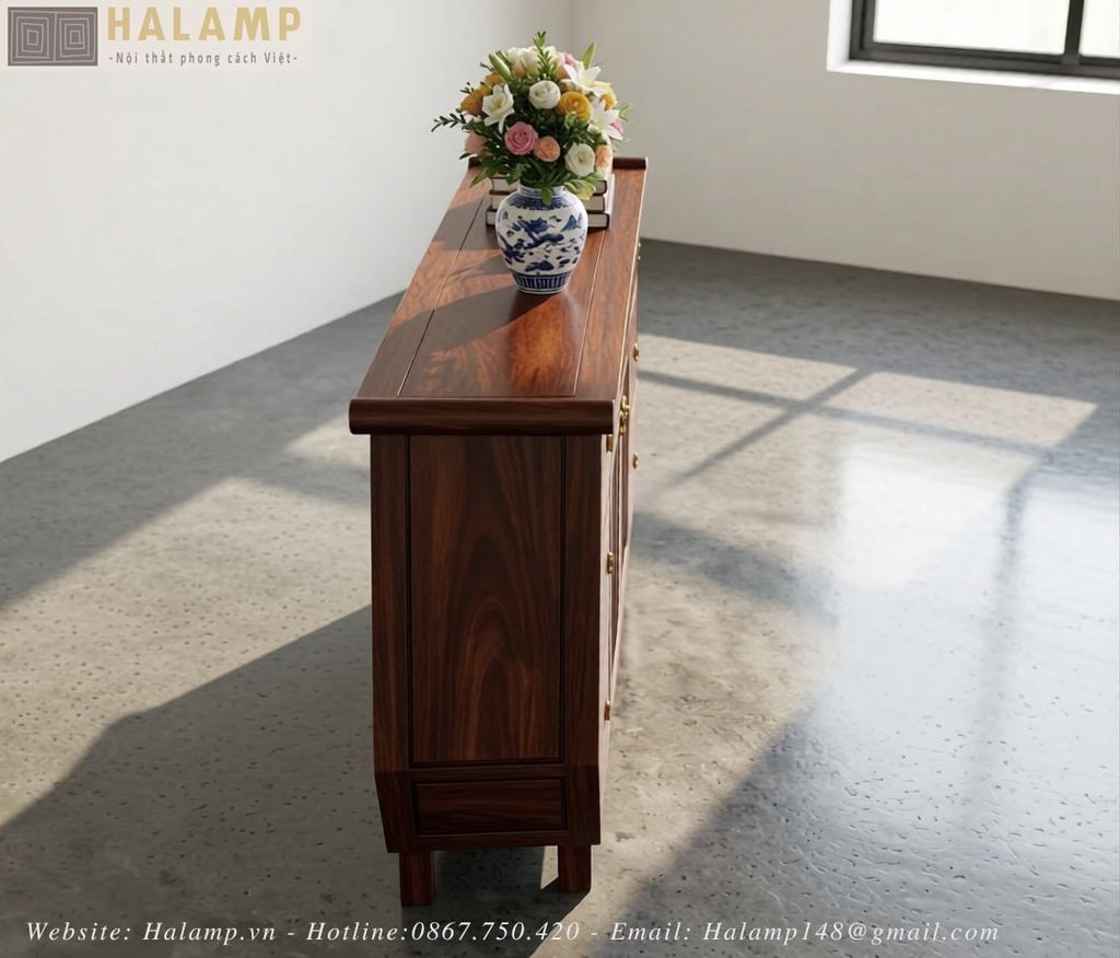 console gỗ phong cách Việt đương đại