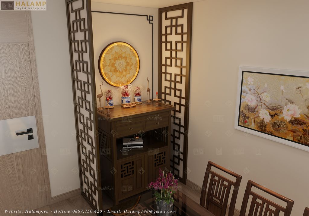 Mẫu tủ thờ trong không gian phòng dành cho chung cư