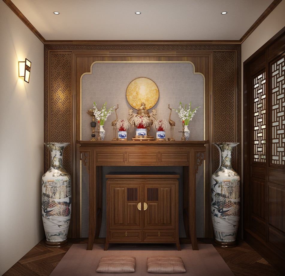 Thiết kế bàn thờ phù hợp với nội thất indochine