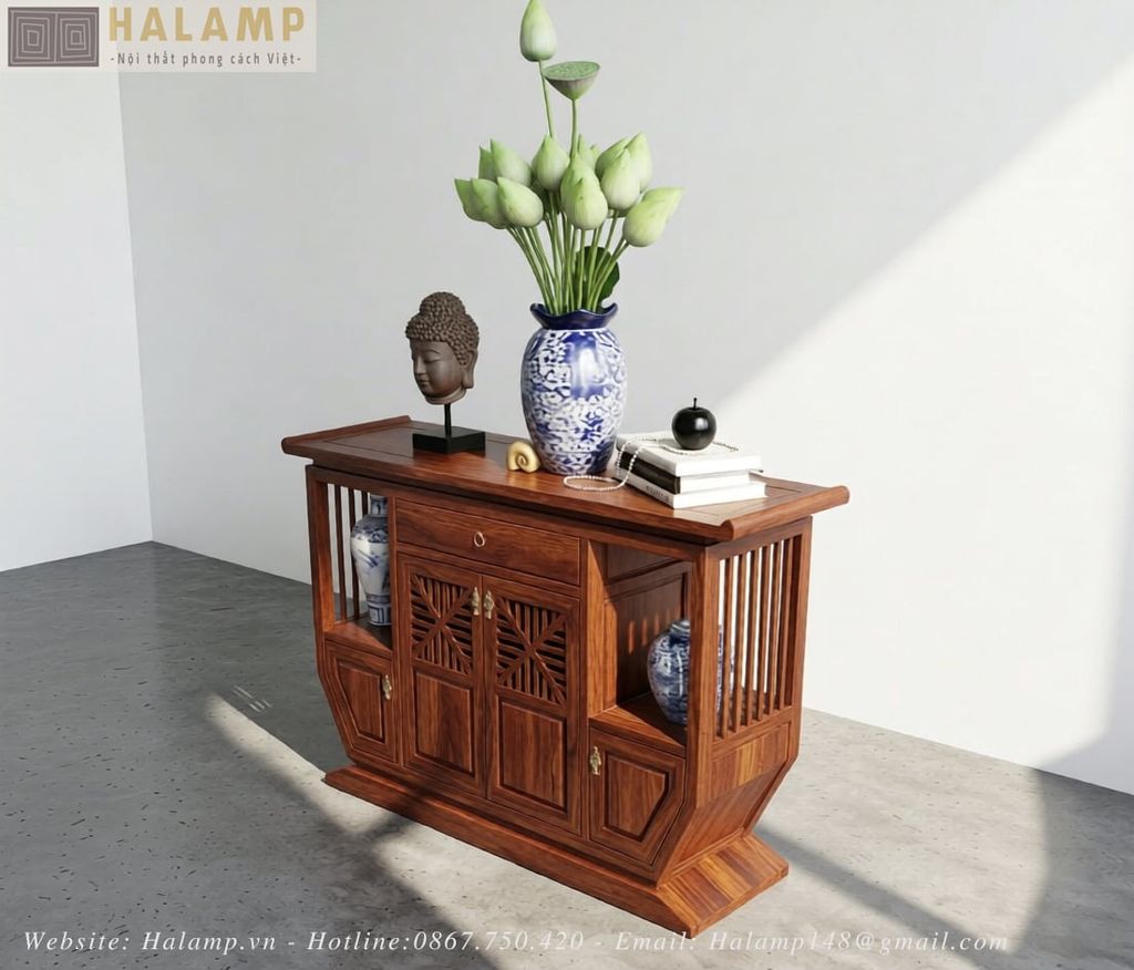 Chi tiết tủ console phong cách Việt