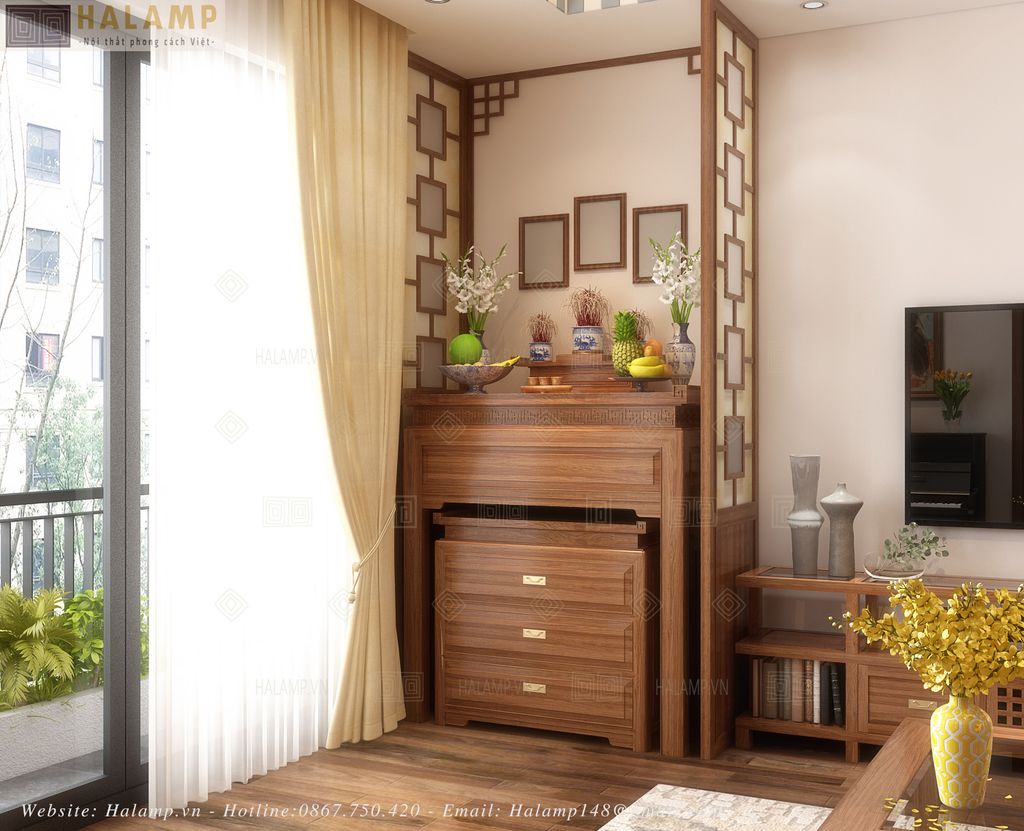 Chi tiết bàn thờ nhỏ gọn cho chung cư