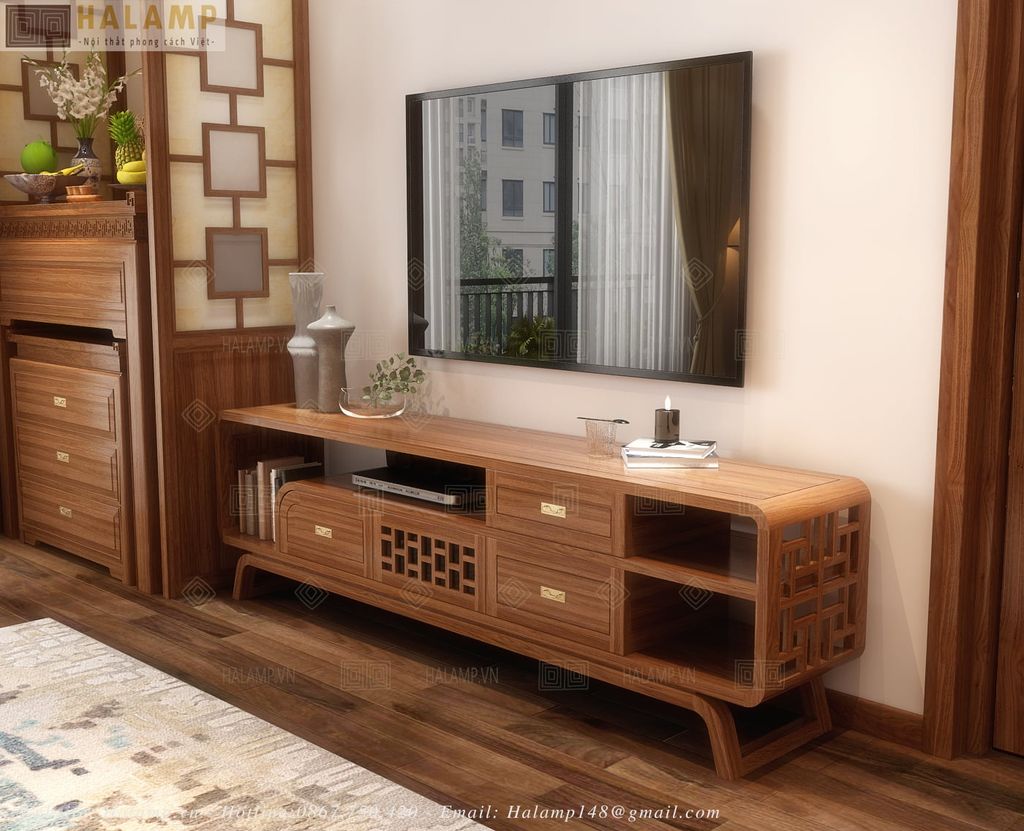 Kệ ti vi gỗ hiện đại cho phòng khách chung cư