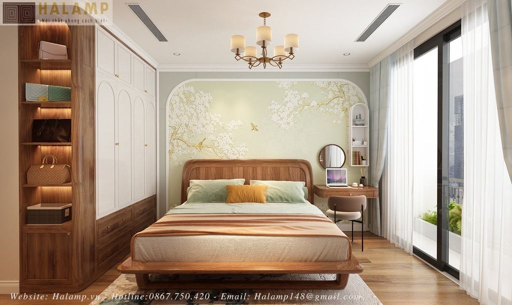 Phòng ngủ bố mẹ được thiết kế mới giữ lại giường