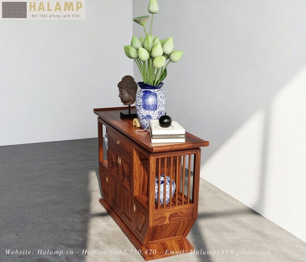 Chi tiết tủ console phong cách Việt