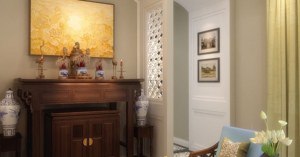 Thiết kế bàn thờ phù hợp với nội thất indochine