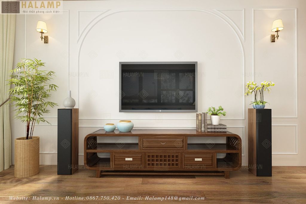 Hình ảnh kệ ti vi trong thiết kế phòng khách nhà liền kề