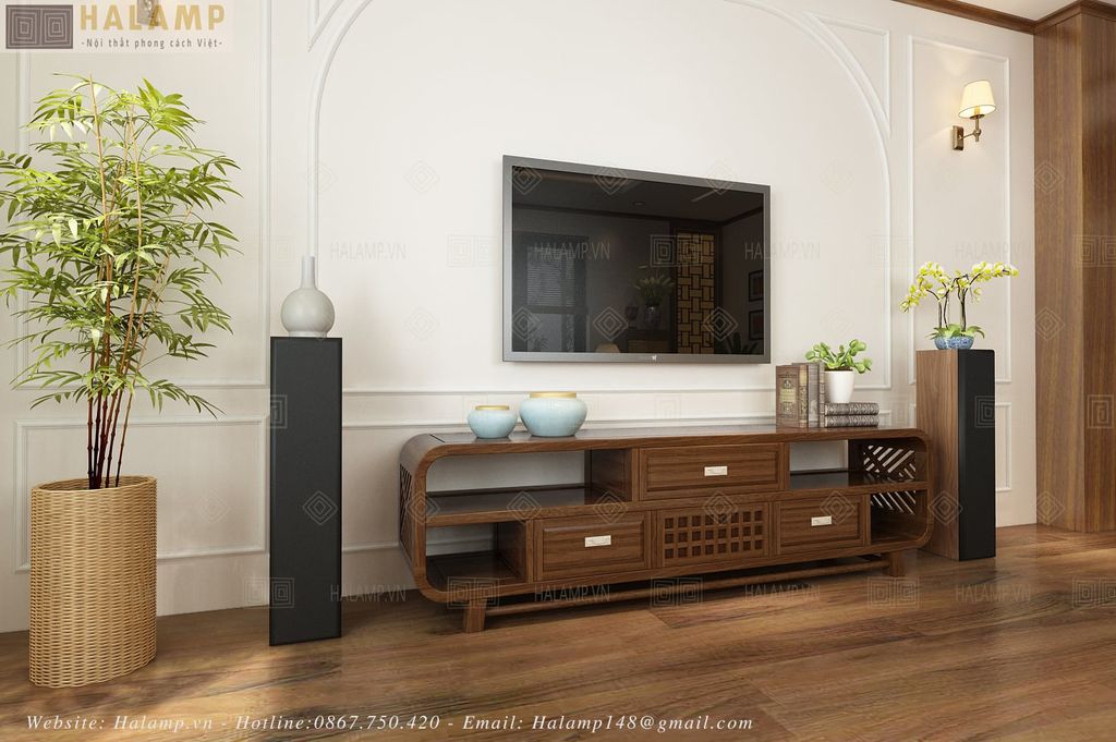 Hình ảnh kệ ti vi trong thiết kế phòng khách nhà liền kề